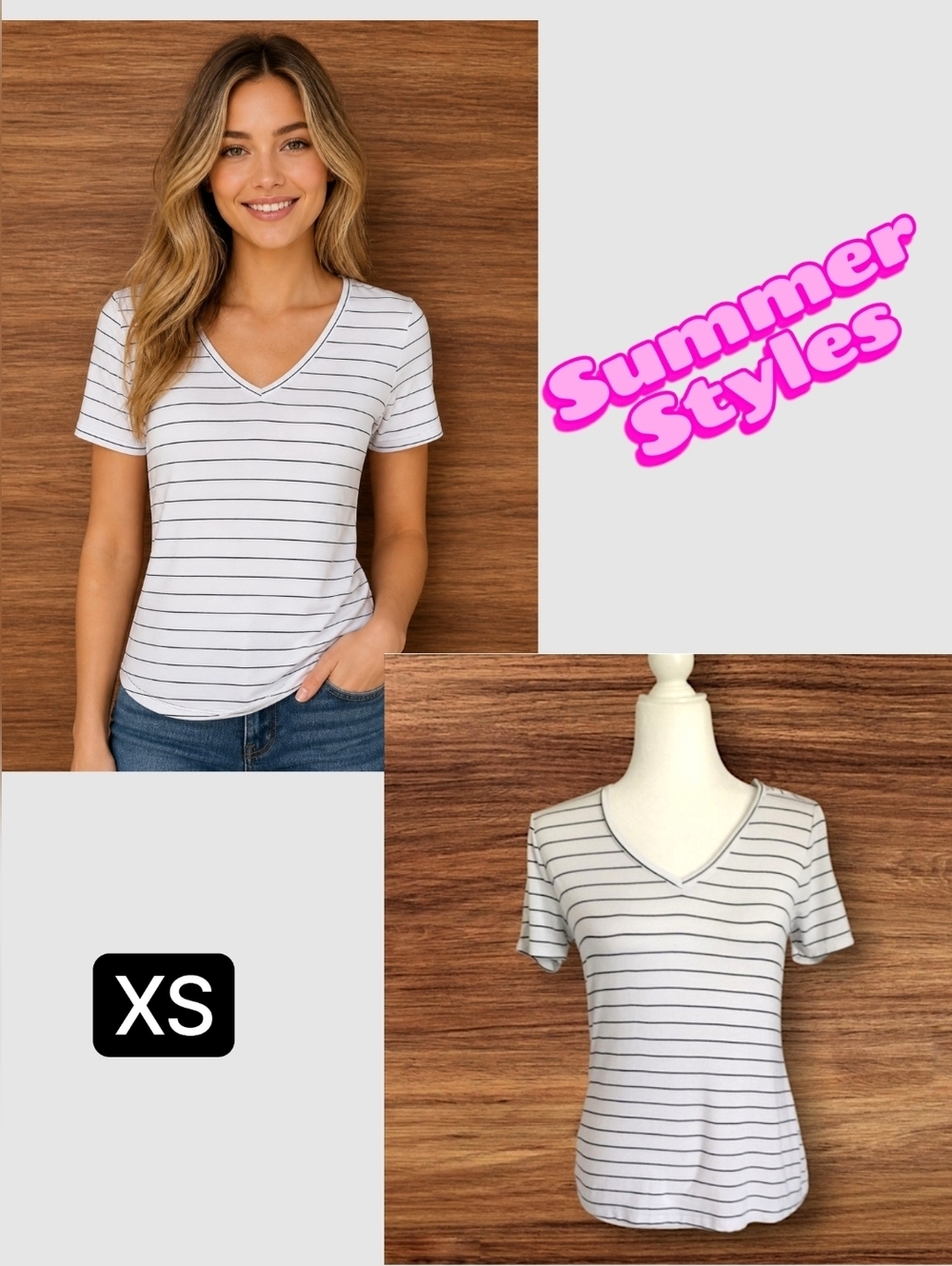 Apt 9 Striped V-Neck Women's Top Size XS